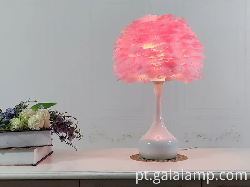 Lâmpada de mesa de penas, nórdico ins, decoração quente, bricolage